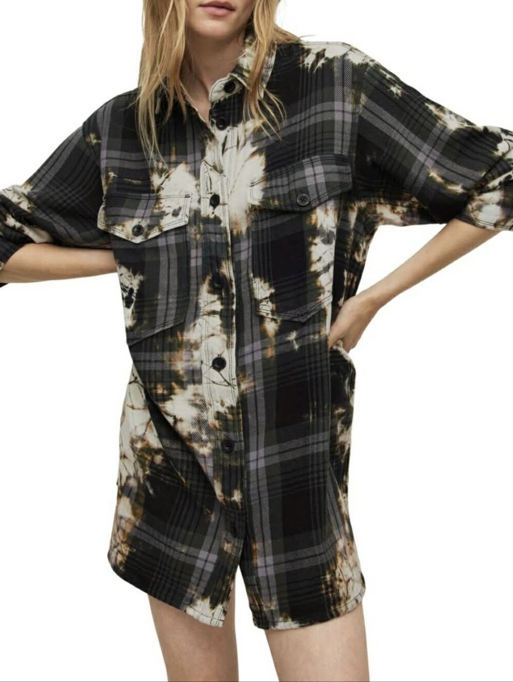 Allsaints Lily Check Shacket Dress Size 8